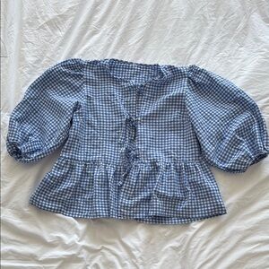 Blue Gingham Women's Blouse M